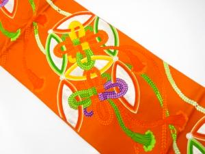 アンティーク　七宝に組紐模様織り出し袋帯（材料）